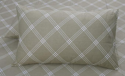 Huesland by Ahmedabad Cotton 186 TC Cotton Bedsheet for Double Bed King Size with 2 Pillow Covers | 9ft x 9ft | Brandon Beige