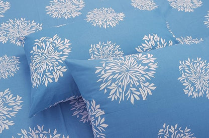 Huesland by Ahmedabad Cotton 144 TC Cotton Bedsheets for King Size Bed with 2 Pillow Covers | Blue