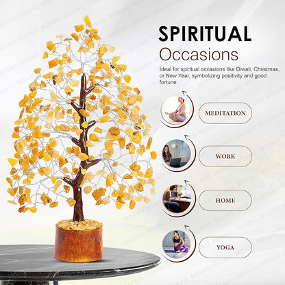 Bezavo Yellow Aventurine Crystal Tree Silver Wire