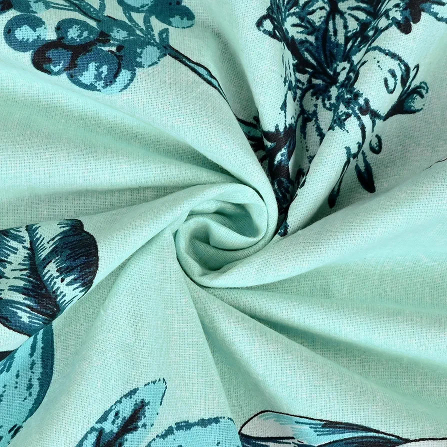 Divine Casa Floret 100% Cotton Single Kids Dohar 120 GSM Soft & Lightweight Throw Blanket Colour Winter Fern