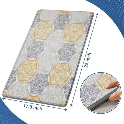 Luxe Home Columbo Anti-Fatigue Kitchen Mat Non-Slip Cushioned Comfort Mat Hexagonal Tile Pattern Standing Desk Mat Colour Honeycomb