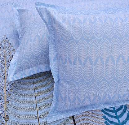Huesland by Ahmedabad Cotton 144 TC Cotton King Size Bedsheet with 2 Pillow Covers - Sky Blue