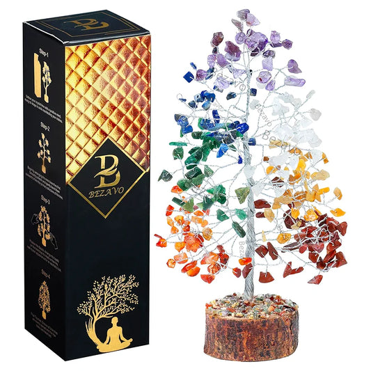 Bezavo Seven Chakra Crystal Tree Silver Wire