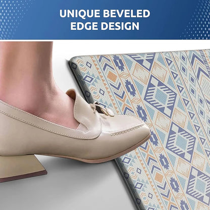 Luxe Home Columbo Anti-Fatigue Kitchen Mat Cushioned Comfort Mat Southwestern Geometric Pattern Standing Desk Mat Colour Multicolour
