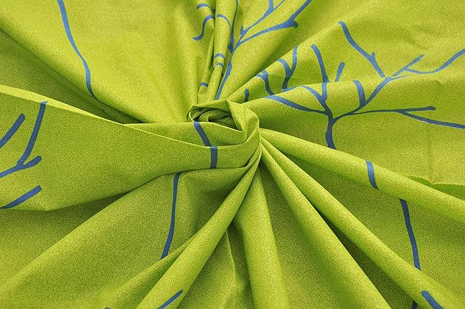 Huesland by Ahmedabad Cotton 144 TC Cotton King Size Bedsheet with 2 Pillow Covers - Green & Blue