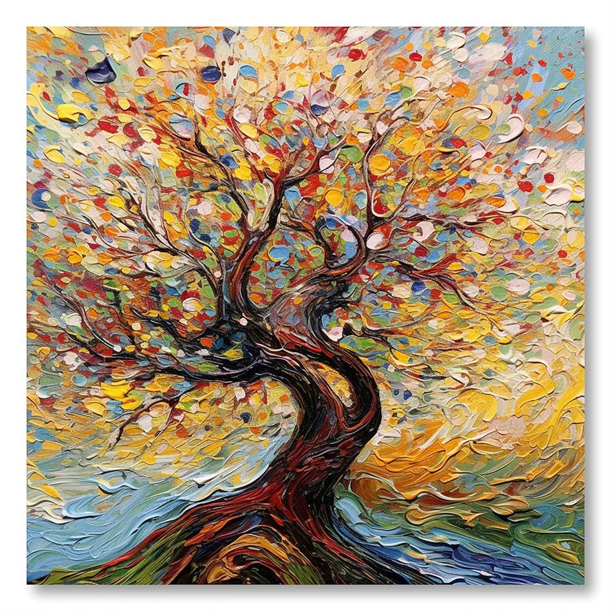 Livin'luxe Paintings Colorful Tree Modern Art Canvas Home Decor Wall Paintings With Frame Painting CRJ