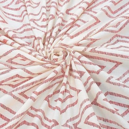 Huesland by Ahmedabad Cotton 144 TC King Size Bedsheet Cotton with 2 Pillow Covers | White & Peach Pink