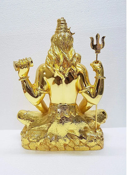 Gold Art India Lord Shiva 24K Gold Plated Idol With Trishul Gold Antique