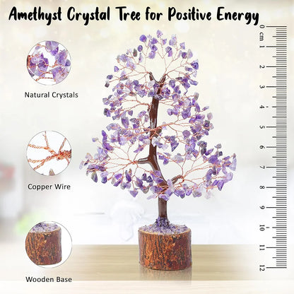 Bezavo Amethyst Healing Crystal Tree Artificial Home Decoration for Positive Energy & Spiritual Protection
