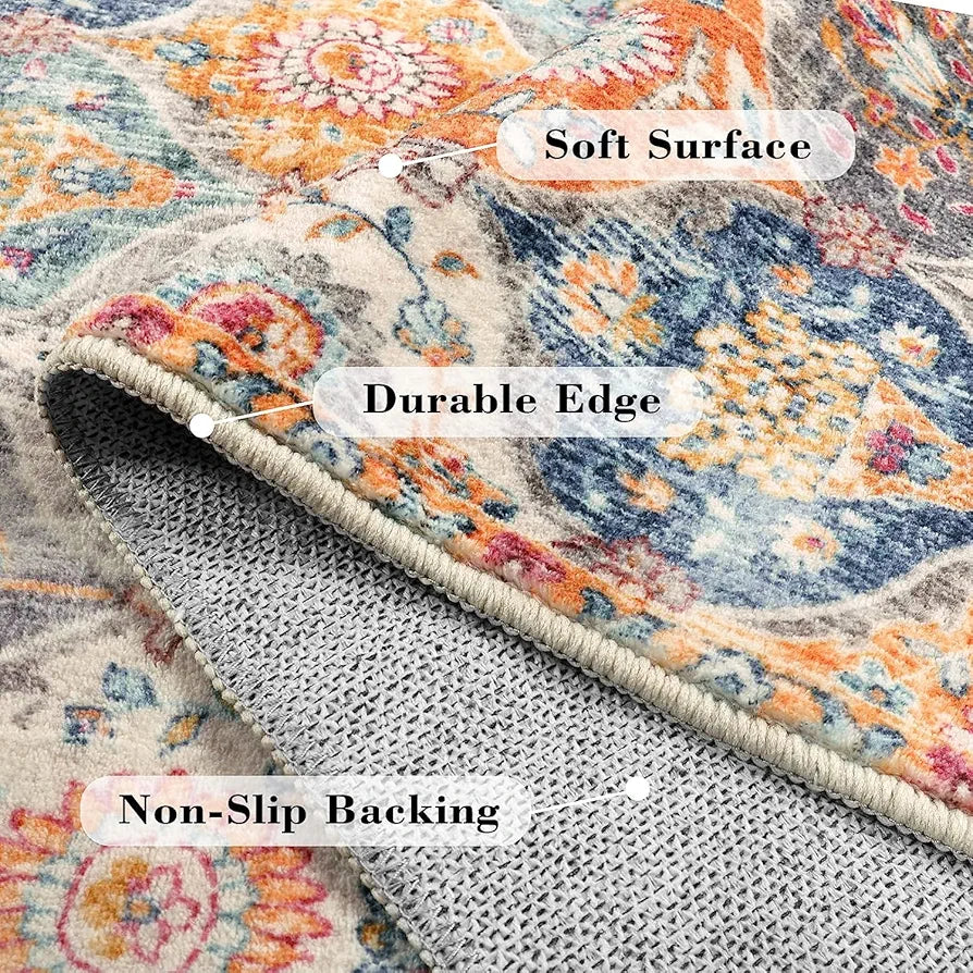 Ishro Home Velvet Premium Modern Runner Rug For Bedroom, Kitchen Colour Blue