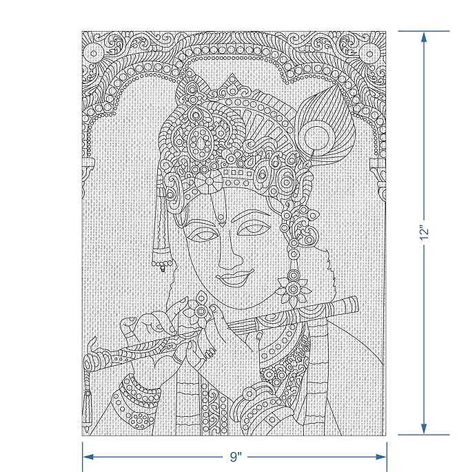 Hobby India Self Painting Karishna Canvas - Tanjor Art | Pre-designed Canvas Board