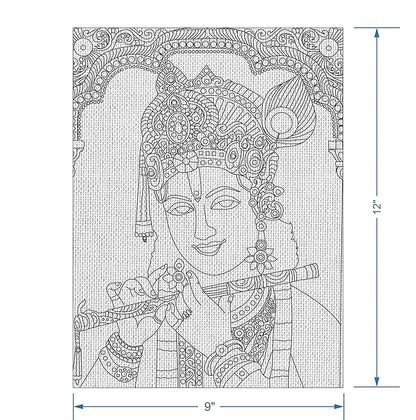 Hobby India Self Painting Karishna Canvas - Tanjor Art | Pre-designed Canvas Board