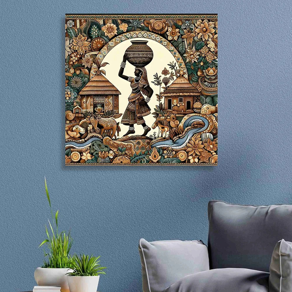 Livin'luxe Paintings Panihari Lady Modern Art Canvas Home Decor Wall Paintings With Frame Painting CR-305