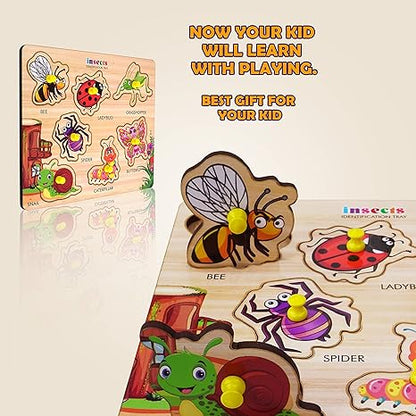 Highroof Insects Wooden Puzzle Wooden Toys For Kids 3 + Jigsaw Puzzles For Adults Baby Learning