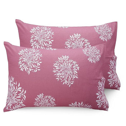 Huesland by Ahmedabad Cotton 144 TC King Size Bedsheet Cotton with 2 Pillow Covers | Mauve