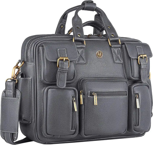 WildHorn Leather Laptop Bag for Men/Office Bag for Men | Fits Upto 15.6 Inch Laptop/MacBook | Laptop Messenger Bag/Leather Bag for Men I Dimension : L-16 inch W-4 inch H-13 inch