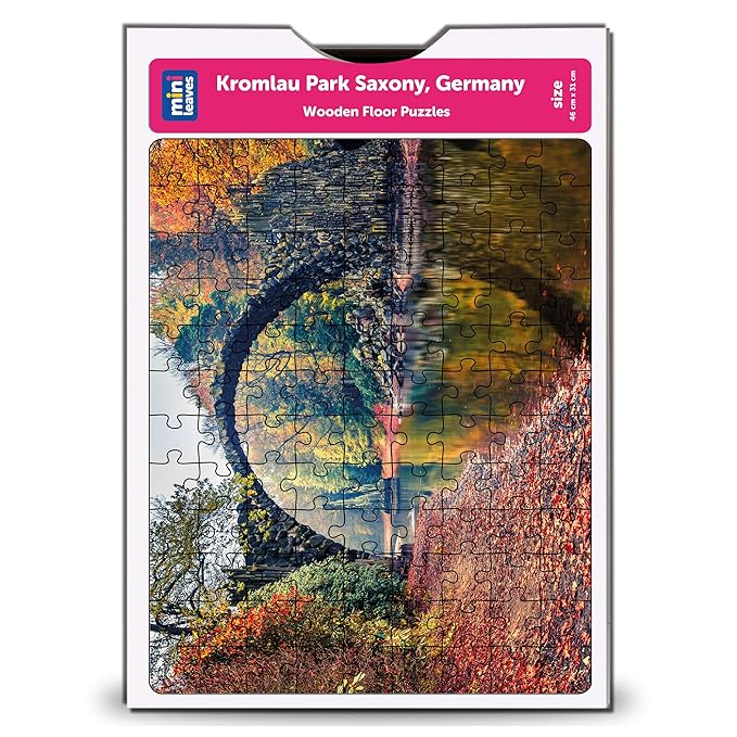 Mini Leaves 108 Piece Wooden Puzzle for Kids & Adults | Kromlau Park, Saxony Germany Jigsaw Puzzle | Fun & Challenging Kids