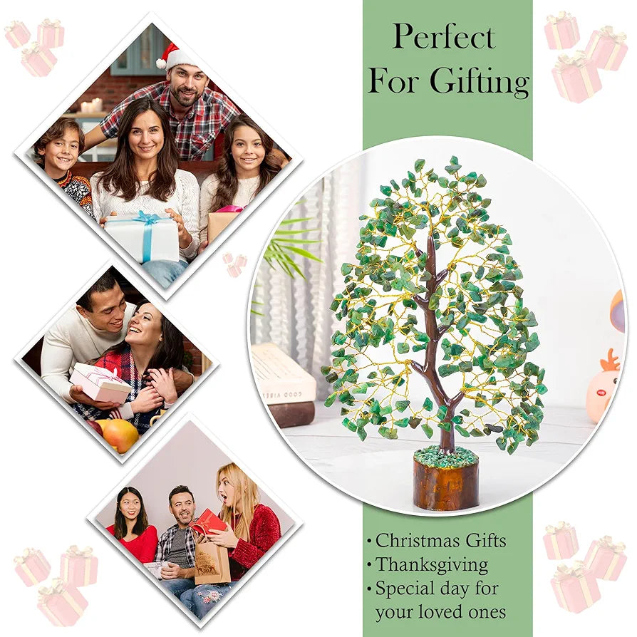 HindCraft Green Aventurine Crystal Tree Golden Wire 10-12 inch