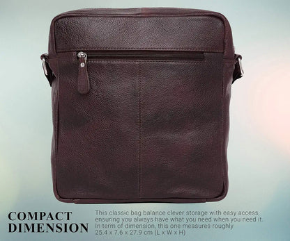 WildHorn Urban Edge Leather Sling Messenger Bag for Men I Dimension: L- 11 inch H- 12.5 inch W- 2.5 inch