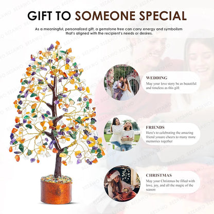 Bezavo Mix Chakra Crystal Tree M seal & Golden Wire