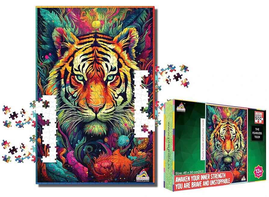 Playhills Spirit Animal The Fearless Tiger 500 Pieces Jigsaw Puzzle for Children and Adults 13+ Years| Perfect Fun for Teenage Party and Family Activity Games