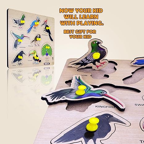 Highroof Birds Wooden Puzzle Kids Games Toys For Kids 3+ Jigsaw Puzzles For Adults Baby Learning