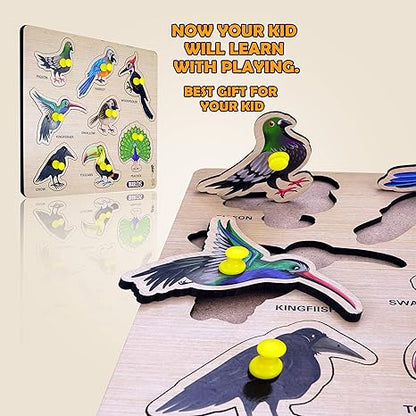 Highroof Birds Wooden Puzzle Kids Games Toys For Kids 3+ Jigsaw Puzzles For Adults Baby Learning