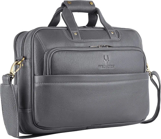 WildHorn Classic Leather 16 inch Laptop Messenger Bag for Men I Office Bags I Travel Bags I Carry Handles with Adjustable Strap 