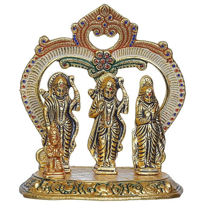 Ecraftindia Ram Darbar Murti, Lord Rama, Sita, Laxman, Hanuman Idol, God Statue for Home, Office, Temple