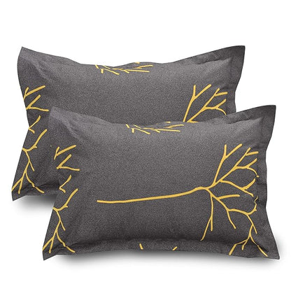 Huesland by Ahmedabad Cotton 144 TC Cotton King Size Bedsheet with 2 Pillow Covers - Grey