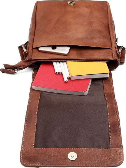 WildHorn Leather 8.5 inch Sling Messenger Bag for Men I Multipurpose Crossbody Bag I Travel Bag with Adjustable Strap I DIMENSION: L- 8.5inch H- 10.5inch W- 3inch
