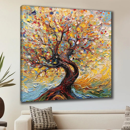 Livin'luxe Paintings Colorful Tree Modern Art Canvas Home Decor Wall Paintings With Frame Painting CRJ