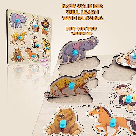 Highroof Animal Wooden Puzzle Kids Games Toys For Kids 3+ Jigsaw Puzzles For Adults Baby Learning