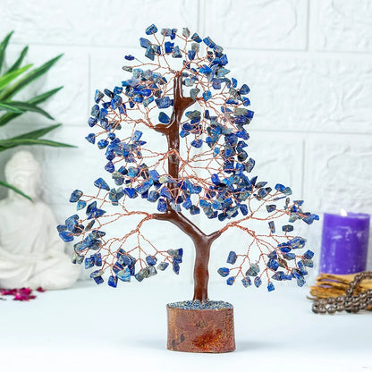 Bezavo Lapis Lazuli Energy Crystal Tree Feng Shui Tree for Abundance & Love Copper Wire