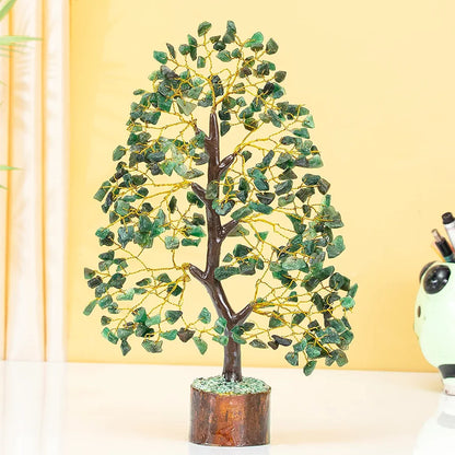 HindCraft Green Aventurine Crystal Tree Golden Wire 10-12 inch