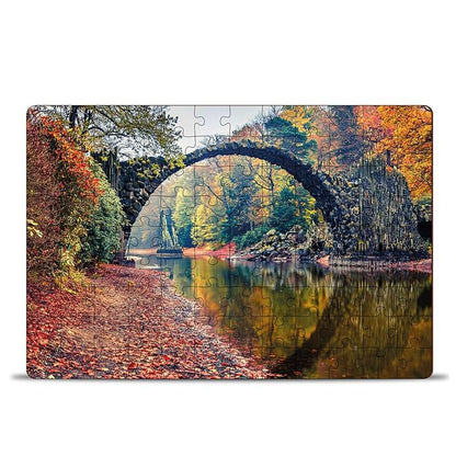 Mini Leaves 108 Piece Wooden Puzzle for Kids & Adults | Kromlau Park, Saxony Germany Jigsaw Puzzle | Fun & Challenging Kids