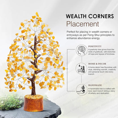 Bezavo Yellow Aventurine Crystal Tree Silver Wire