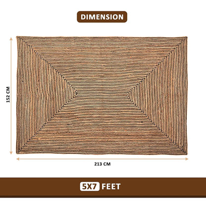 Kuber Industries 5x7 Feet Natural Look Jute Rug & Carpet for Home & Bedroom Light Brown