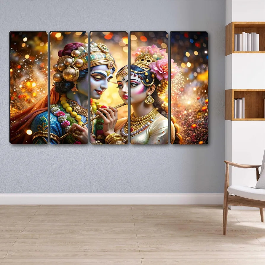 Livin'luxe Multiple Frames Radha krishna Religious Wall Painting  XL35309
