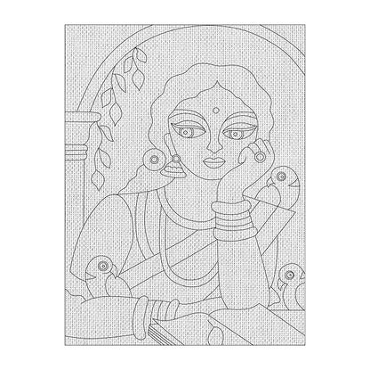 Hobby India Self Paintingv Beautiful Art Canvas - Madhubani Art | Pre-designed Canvas Board