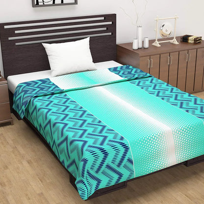 Divine Casa Microfiber Winter Single Bed Throws for Sofa and Couch Decorative Reversible AC Blanket Dohar Living Room Colour Cyan and Navy Blue