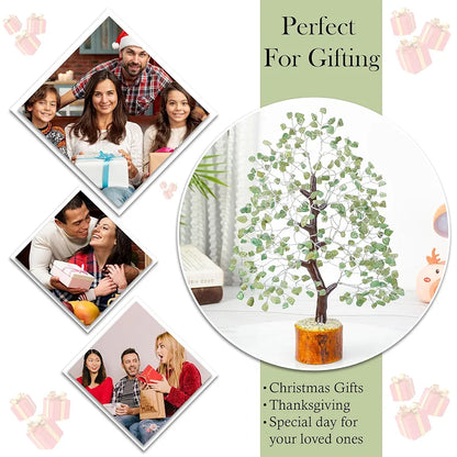 HindCraft Green Jade Crystal Tree Silver Wire 10-12 inch