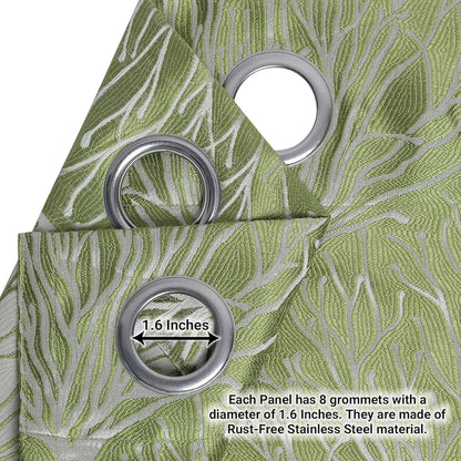 Cloth Fusion Jacquard Long Door Curtain 9 feet Set of 2 Green 02