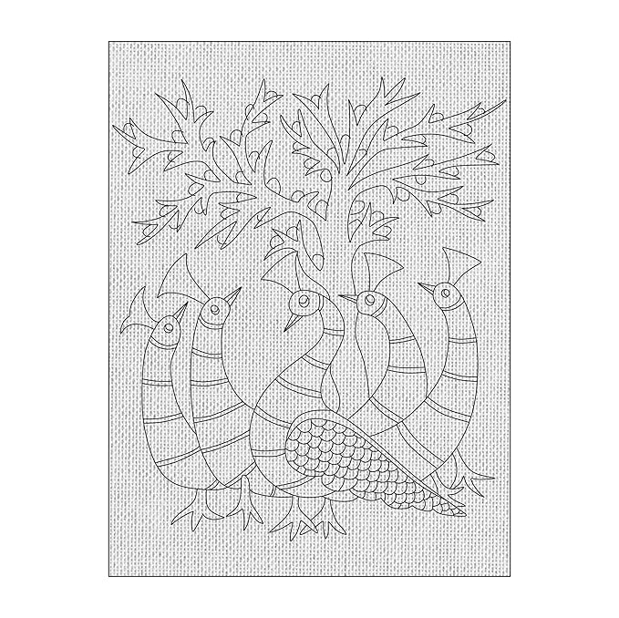 Hobby India Self Painting Beautiful Peacock Canvas | Pre-designed Canvas Board