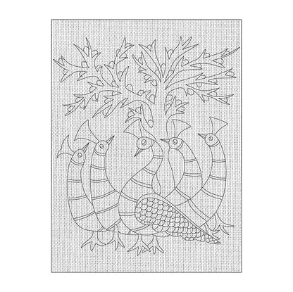 Hobby India Self Painting Beautiful Peacock Canvas | Pre-designed Canvas Board