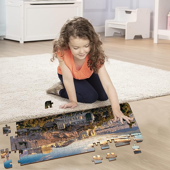 Mini Leaves Panorama View Athens Greece 108 Pieces Wooden Puzzle for Adults | Multicolor 108 Pieces | Wooden Puzzle Box