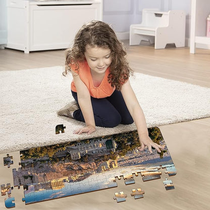 Mini Leaves Panorama View Athens Greece 108 Pieces Wooden Puzzle for Adults | Multicolor 108 Pieces | Wooden Puzzle Box
