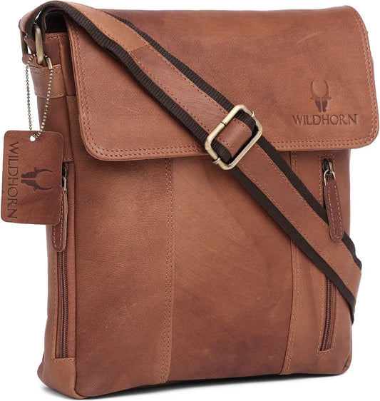 WildHorn Leather 11 inch Sling Messenger Bag for Men I Multipurpose Crossbody Bag I Travel Bag with Adjustable Strap 