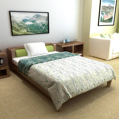 Divine Casa Microfibre All Weather Lightweight 120 GSM Printed Reversible Single Bed Quilt Comforter Blanket TC - 120 Colour Light Grey and White