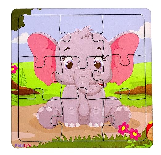 Fiddlys Wooden Paperless Jigsaw Puzzle for Children | Pack of 3 | 9 Pieces